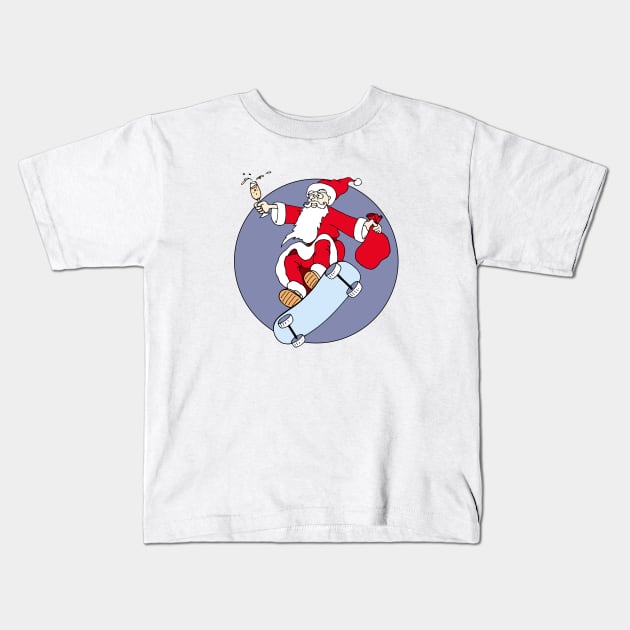 santa claus delivering the christmas gift Kids T-Shirt by SwetlanaArt